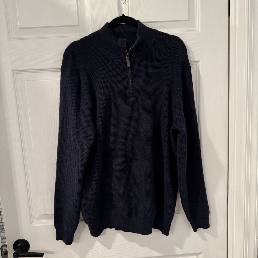 Daniel Bishop 1/4 Zip Cable Knit‎ Sweater XL Blue Men's X-Large Pullover Fisher